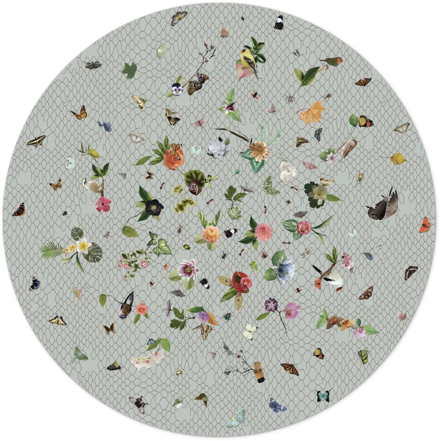 Carpet Garden of Eden Light Grey Round